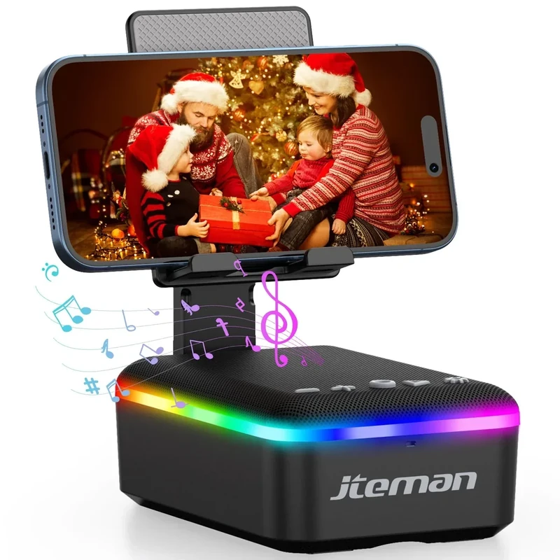 JTEMAN Bluetooth Speaker Phone Stand with LED Light & Lanyard - Gift