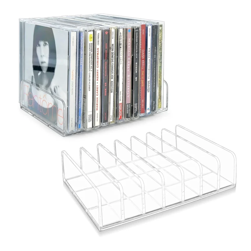 Philbinden Clear Acrylic CD Holder - 2 Pack, Holds 28 Cases