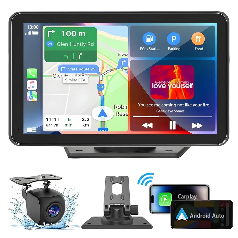 LANGDA 7" CarPlay & Android Auto Screen - GPS, Bluetooth, HD Cam