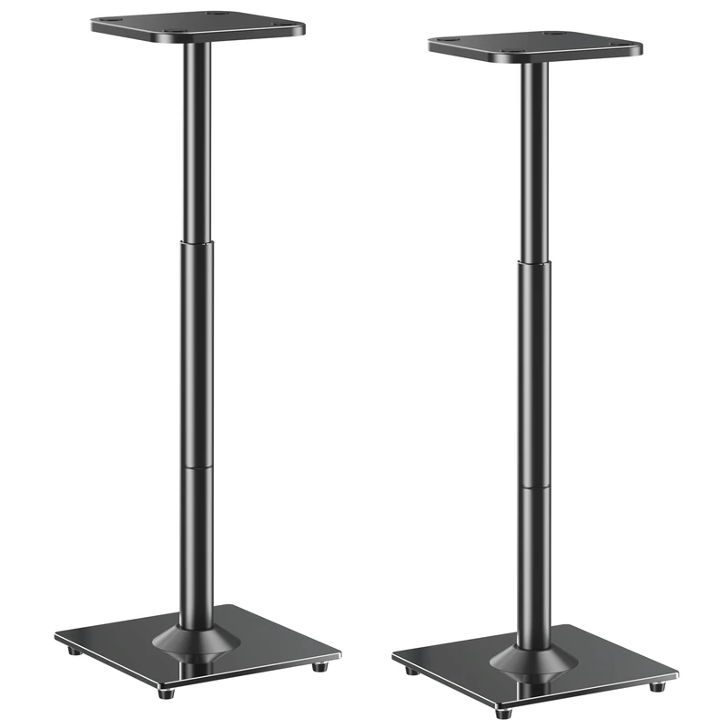ELIVED Universal Speaker Stands Height Adjustable 28"-37.4", Bookshelf Speaker Stand Pair for Satellite Studio Large Speakers Up to 22 lbs, Surround Sound Speaker Stand with Cable Management, Black