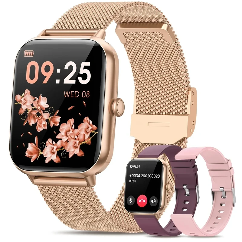 RUXINGX Fitness Watches for Women, Smart Watch for Android Phones (Gold)