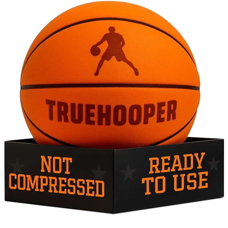 TRUEHOOPER Silent Basketball – Size 7 Indoor Basketball (PRO Version) - Grooved Foam Ball for Quit Dribbling and Indoor Training – Higher Bounce Noiseless Ball - Non-Deforming Packaging