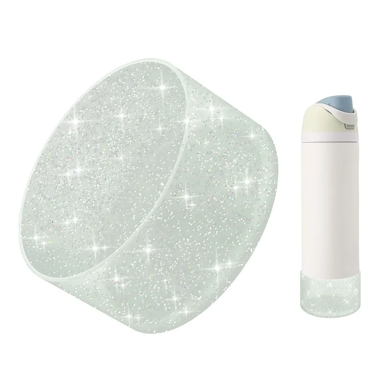 BKBY Protective Glitter Silicone Boot Compatible with Owala 24oz 32oz 40oz, Bling Cup Sleeve Bottom Bumper Cover Compatible with Owala FreeSip, Twist, or Flip Stainless Steel Water Bottles