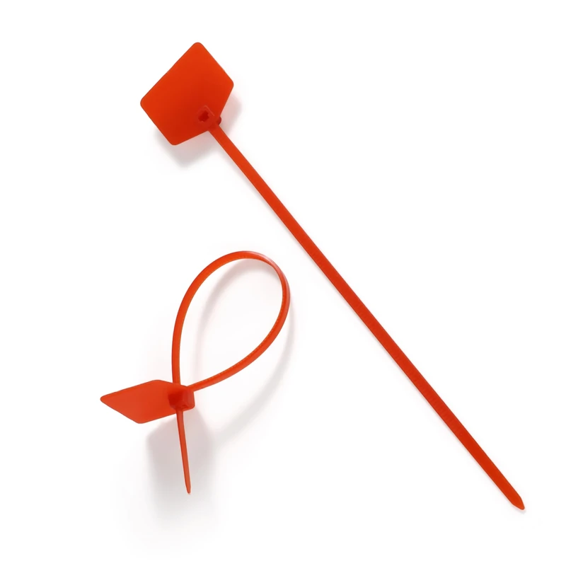 6 in Marker Nylon Cable Ties, Plastic Water Proof Tags, Self-Locking Written-on Cable Marker, Security Seals Label for Cabling, Wire Marking Label, Shipping Hanging Tags - Red/ 100pcs