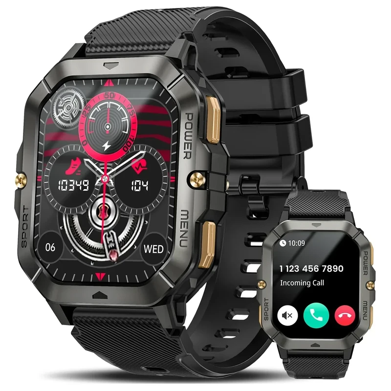 DEKELIFE Military Smart Watch - 2.02'' Waterproof 100+ Modes