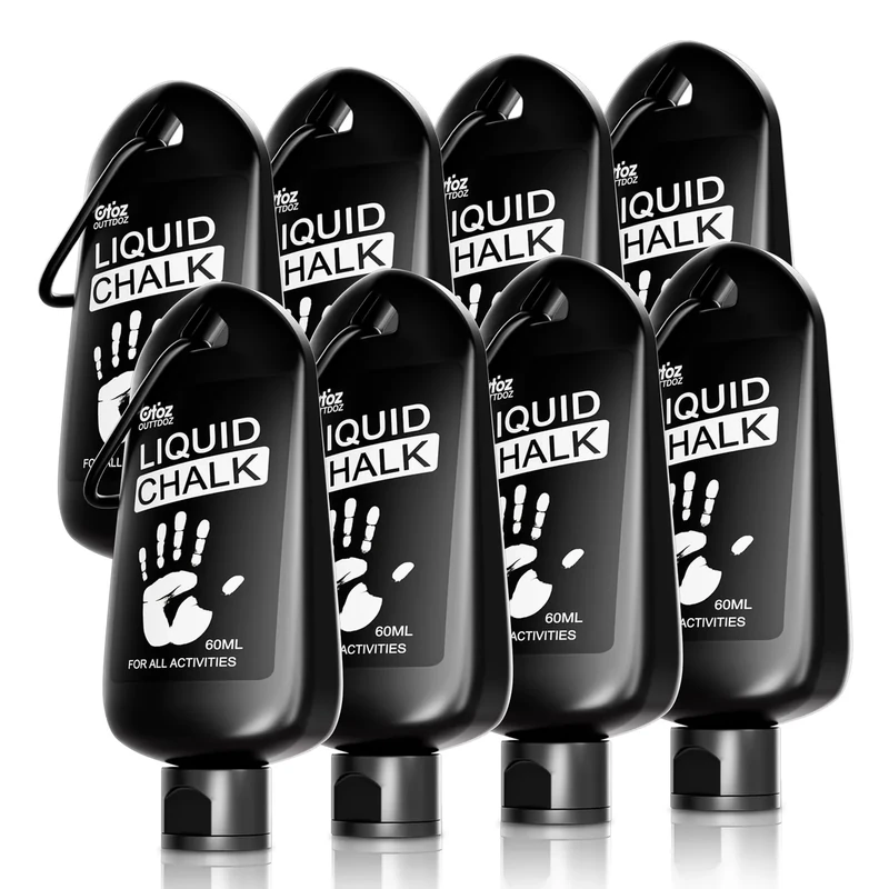 OUTTDOZ Superior Grip Pro Grade Liquid Chalk Mess-Free Gym Chalk for Weightlifting, Gymnastics, Rock Climbing, Dancing, Dries in Seconds.(60ML - 8 Pack)