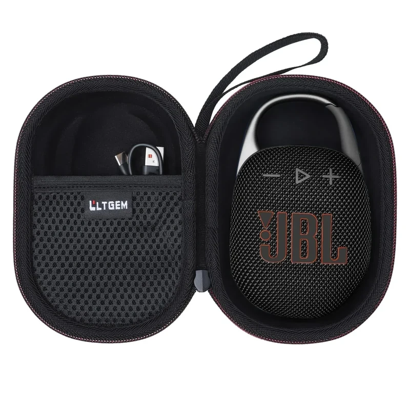LTGEM Waterproof Hard Case for JBL Clip 4/5 Bluetooth Speaker - Black