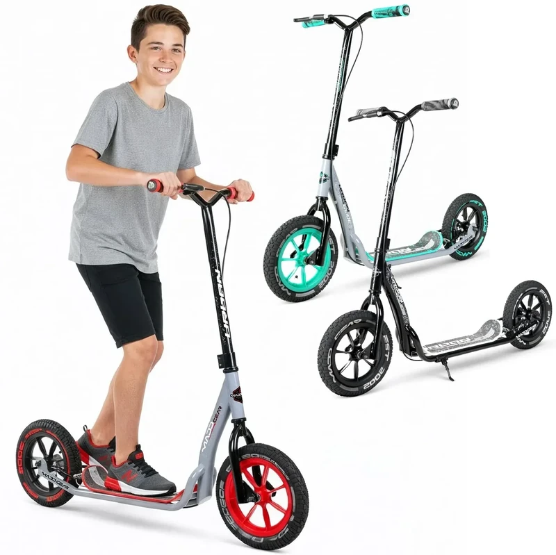 Large Kick Scooter for Adults, Teens & Kids 8-12 with Kickstand – 12" Air-Filled Tires, Wide Deck, Lightweight Steel Frame – Madd Gear Urban Glide (Graphic 1) - Image 1