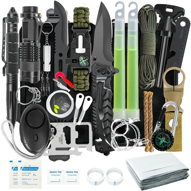Survival Kits 38 in 1, Gifts for Men Dad Husband Him Fathers Day, Survival Gear and Equipment, Camping Accessories/Cool Gadget/Fishing Hunting Camping Essentials for Teen Men Women Adventure Lovers