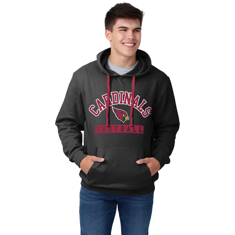 FOCO Men's Standard NFL Logo Solid Wordmark Hoodie, Team Color