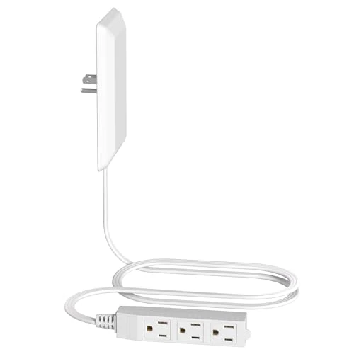 Flat Plug 7FT Extension Cord with Outlet Covers,Ultra-Thin Outlet Concealer for Baby Protection,3 Outlet Power Strip Universal Size for Home,Bedroom,Kitchen,Bathroom,Office