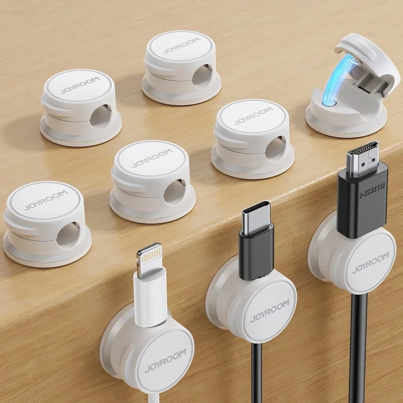 JOYROOM 9 Pack Magnetic Cable Clips - 7.5mm Slot, Desk Organizer