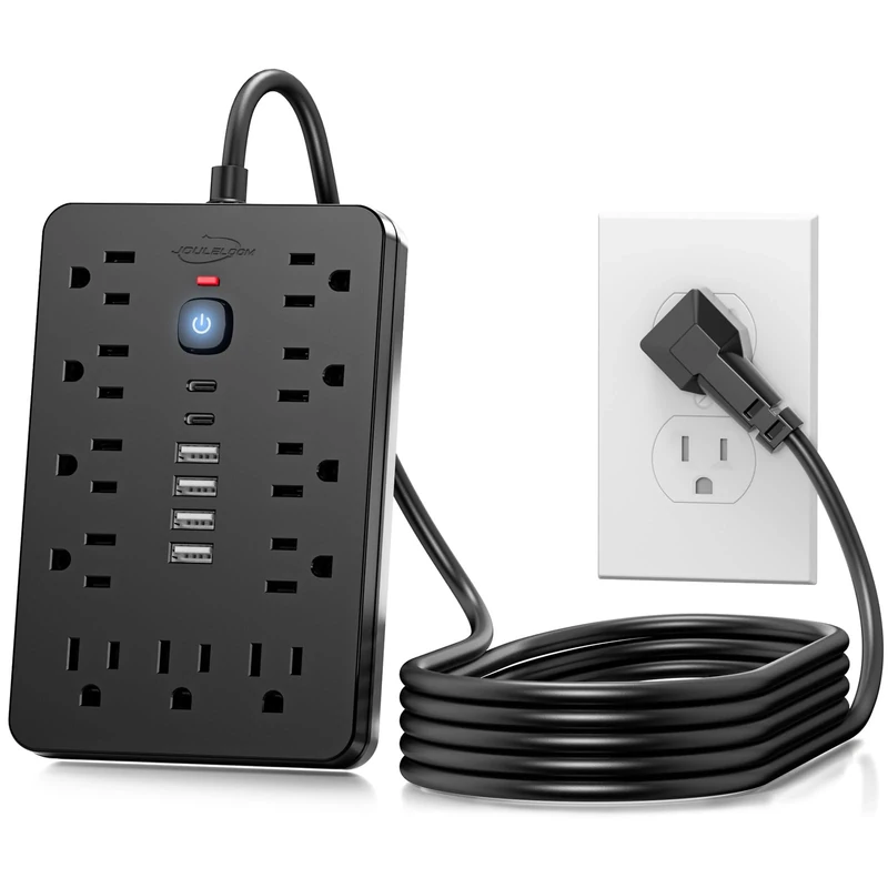JouleLoom 6ft Surge Protector - 11 AC Outlets, 6 USB, 1250W
