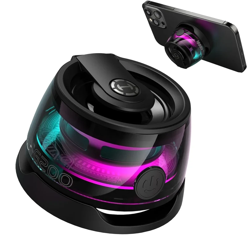 Edifier G200 2-in-1 Magnetic Cell Phone Stand Bluetooth Speaker for iPhone, Android & Anything Metal - Small/Portable/Multifunctional with RGB Lights & Strong Magnetic Strength - Ideal Gift