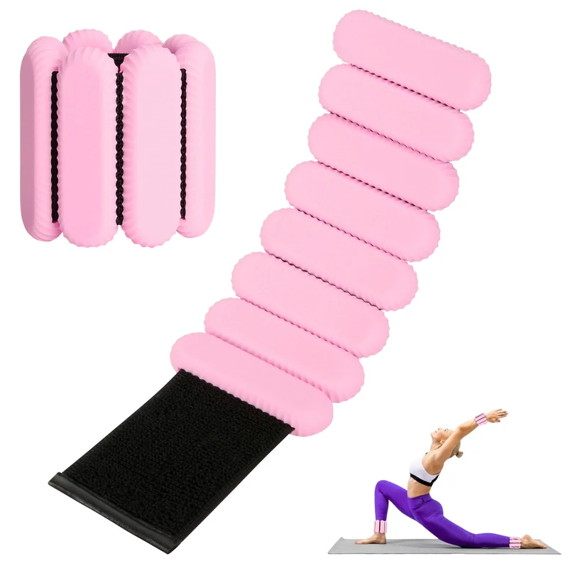 Wrist Ankle Weights for Women, Adjustable Ankle Weights Strength Training Silicone Bracelets Workout Wrist Ankle Weights for Men Women Yoga Running Dance Ankle Arm Leg Weights (2lb) (Pink)
