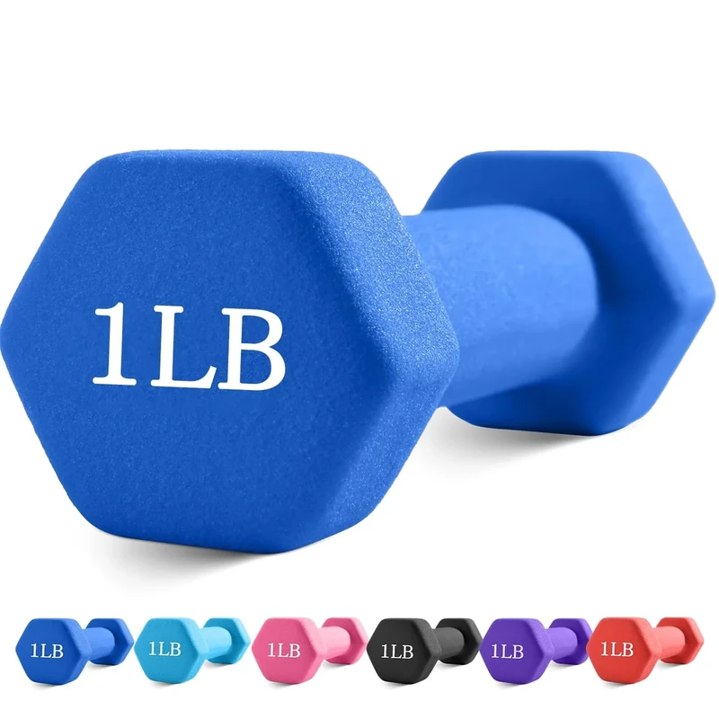 Portzon Weights Dumbbells with Neoprene Coating, 1LB-3LB Anti-Roll, Anti-Slip, Hexagonal Home Fitness Equipment for Shoulder,Neck, and Hand Training for Seniors over 55 old