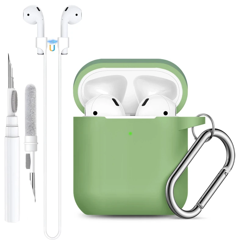 Lerobo AirPods Cover with Cleaner Kit & Magnetic Strap - Green