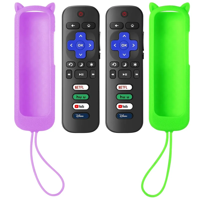 SOTATOO (Pack of 2) Replacement Remote Control for Roku TV with Soft Protective Silicone Cover(Glow in The Dark), Universal Remote for TCL/Hisense/Sharp/Philips/Onn/Element Roku Smart TV