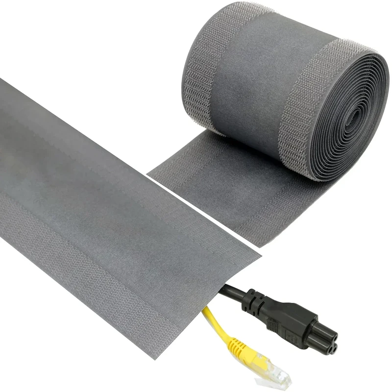 ECOHomes Carpet Cord Cover (Grey, 4 Inch x 10 FT) | Cord Covers for Carpet to Hide Floor Cables and Electric Wires, Low Profile Cord Hider for Extension Cords and Cable Management in Home and Office
