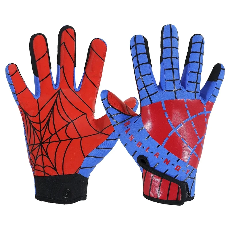 AIGEVTURE Youth Football Gloves Kids Inspired Receiver Gloves Boys Girls Unmatched Grip Comfort Blue and Red X-Small