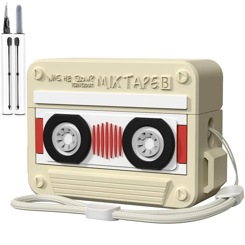 KOREDA Cassette Tape AirPods Pro Case with Cleaner Kit & Lanyard