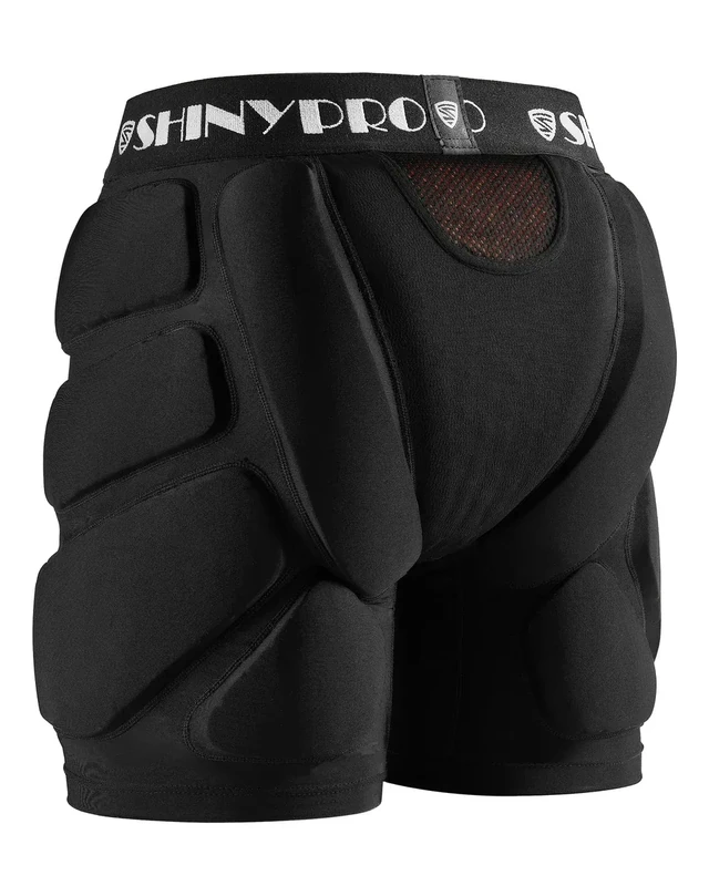 SHINYPRO Protective Padded Shorts for Snowboarding and Skating,Tear Resistance Butt Pad Heavy Duty Protection,All Pads are Removable Black