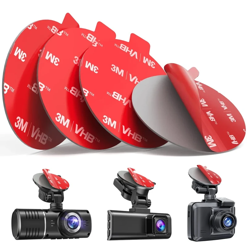 volport Sticky Adhesive Pad Replacement for Dash Cam Suction Cup Mount, 4pcs 2.2" 3M VHB Round Heat Resistant Double Sided Mounting Sticker Tape for Dashcam Car Dashboard Windshield Camera GPS Holder