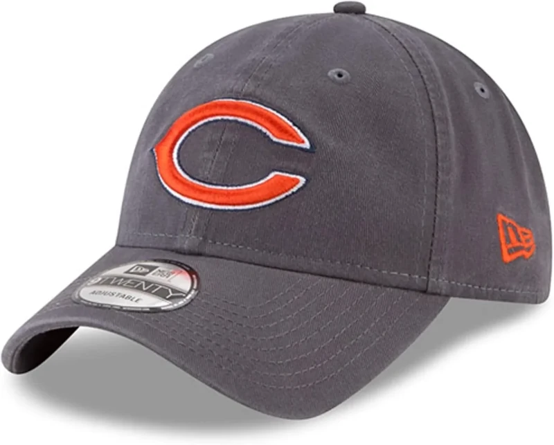 New Era NFL Core Classic 9TWENTY Graphite Adjustable Hat Cap - One Size (US, Alpha, One Size, Chicago Bears)