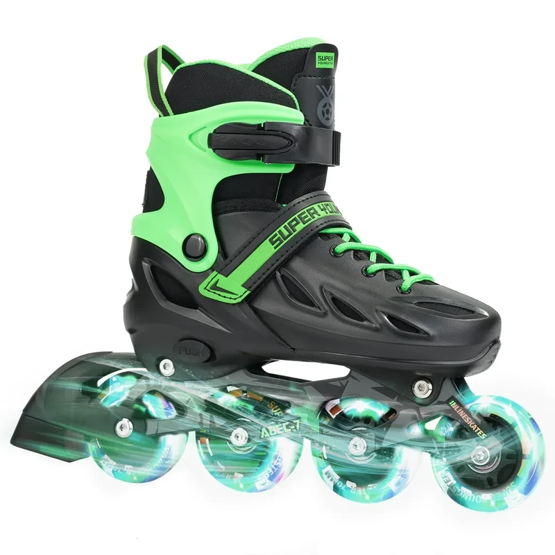 SUPER YOUNGSTER Adjustable Inline Skates for Boys Girls Ages 4-12 with Light Up Wheels, Roller Skates Blades for Youth Kids Indoor & Outdoor Beginners