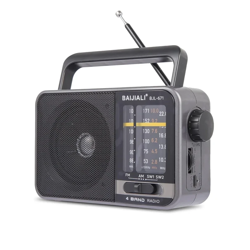 BAIJIALI BJL-671 AM/FM/SW Radio with 5W Speaker - USB/Battery