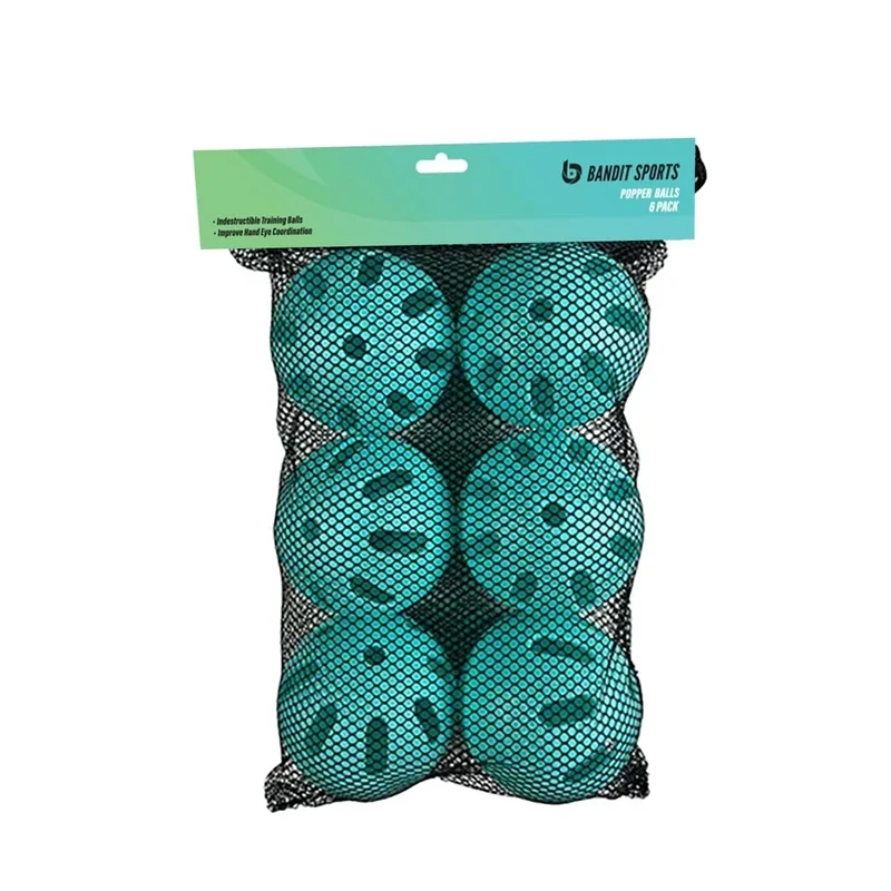 Bandit Sports Popper Plastic Baseballs, Made of Impact-Resistant and Rebounding Material, Perfect Practice Baseballs & Hitting Ball Training (6 Baseball Training Balls, Popper Balls)