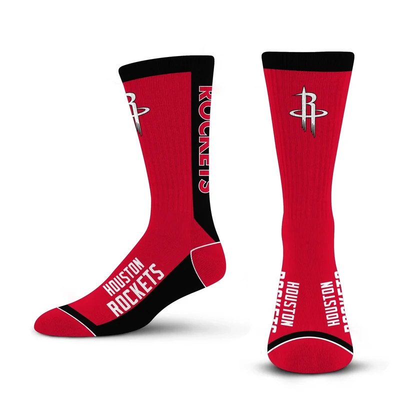 For Bare Feet NBA HOUSTON ROCKETS MVP Crew Sock Team Color Medium - Image 1