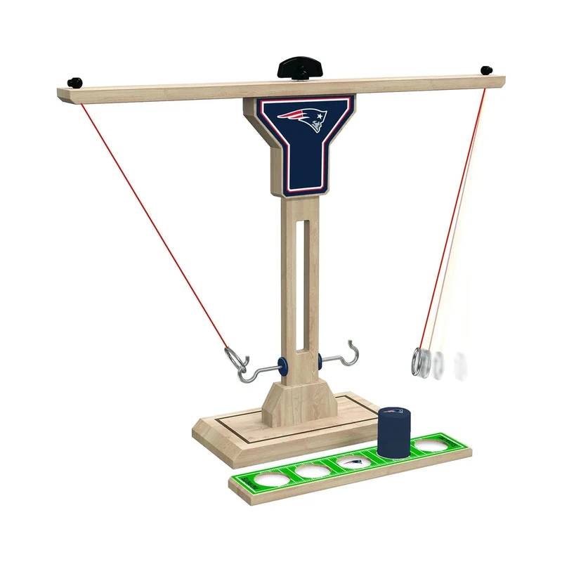 Wild Sports NFL New England Patriots Wooden Ring Swing Battle - Head-to-Head Ring Toss Hook & Ring Game for NFL Fans