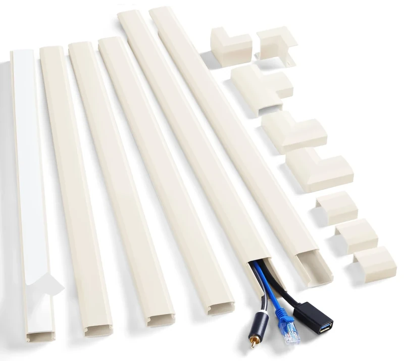 ZhiYo Cord Cover Wall Kit, 94.5in Cord Hider Wall Mounted TV, Wire Covers for Cords, Paintable Wire Hiders for TV On Wall, TV Cable Hider Wall Kit, Wall Cord Concealer, 6 x L15.7in W0.98 H0.5in, Beige