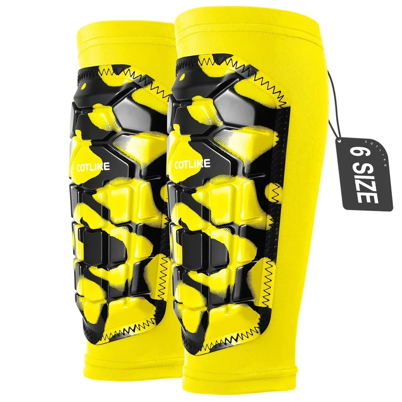 Soccer Shin Guards Kids Youth, Shin Guard Sleeves for Boys Girls Adults Men Women, Protective Soccer Equipment for 2-18 Years Old Boys Girls, High Impact Resistant Breathable Comfortable(Yellow,S)