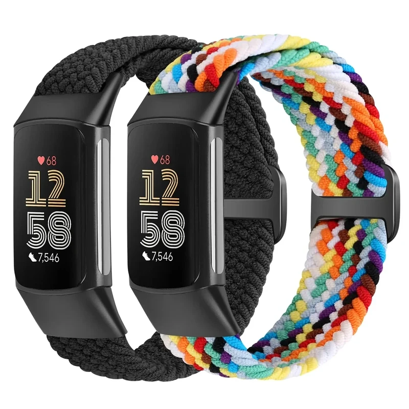 VNDAPT Elastic Braided Band for Fitbit Charge 5/6 - Nylon Strap