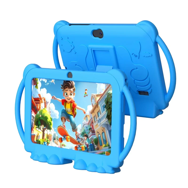 Kids Tablet, 7 inch Tablet for Kids 4GB+32GB Supports 1TB expansion Android Preinstalled Parental Control Children Education Toddler Tablets with Dual camera Bluetooth WIFI6 Shockproof Kickstand Case
