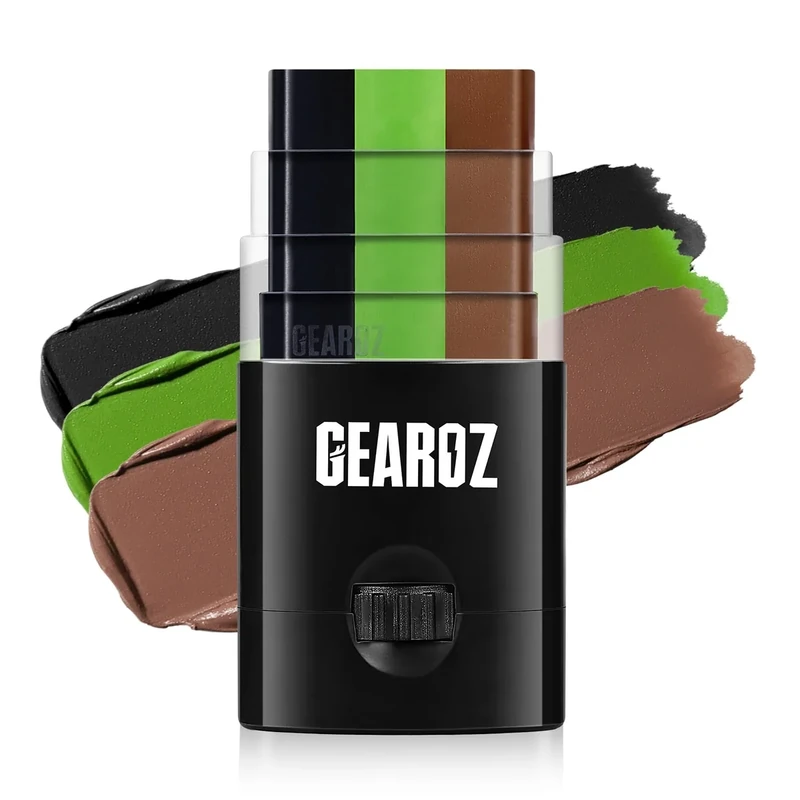 GearOZ 3-Color Camo Hunting Face Paint Stick, Camouflage Deer Hunting Concealment Face Body Makeup Paint for Duck/Bow Hunting/Sport/Paintball/Airsoft/Military Army/Hunting Stuff & Supplies for Hunters