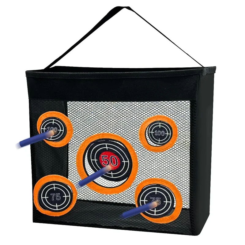 Shooting Practice Target Toy Storage Mesh Bag Compatible with Nerf Darts, Portable & Foldable Dart Zone for Kids Boys Girls 6+