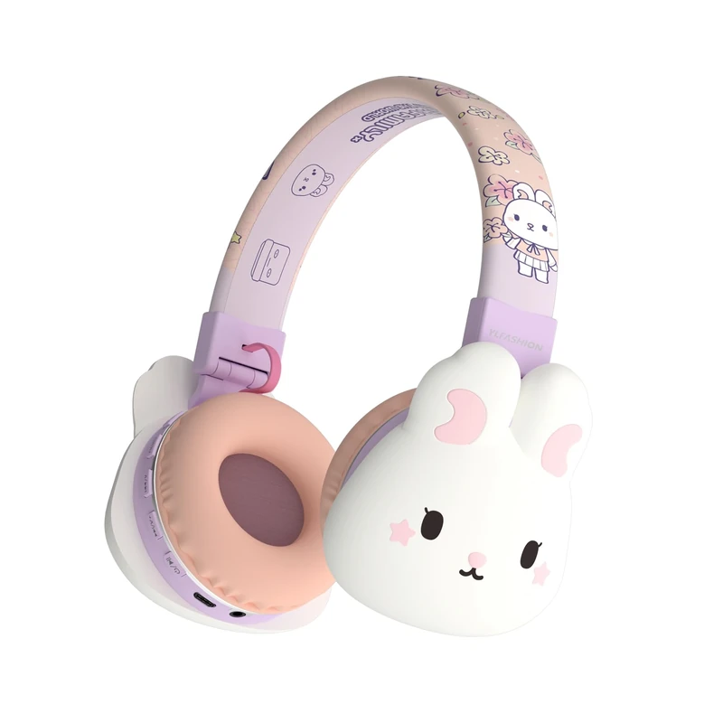 YLFASHION Kids Bluetooth Headphones - 85dB Limit, Foldable Cartoon
