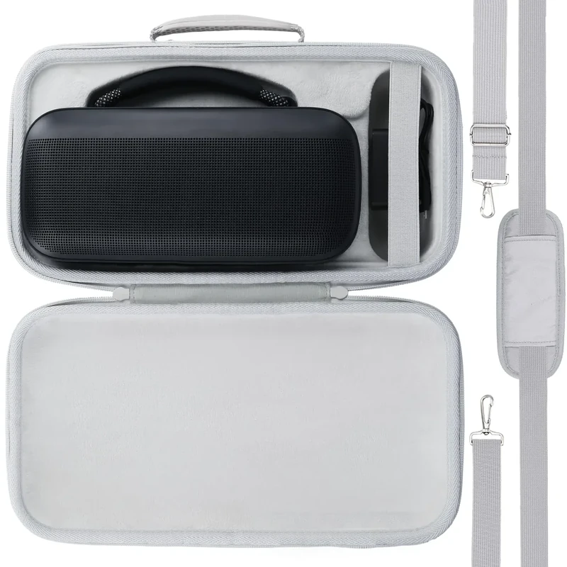 for Bose SoundLink Max Portable Speaker Hard Protective Case, Portable Travel Case Replacement with Shoulder Strap and Handle (White Case) - co2CREA