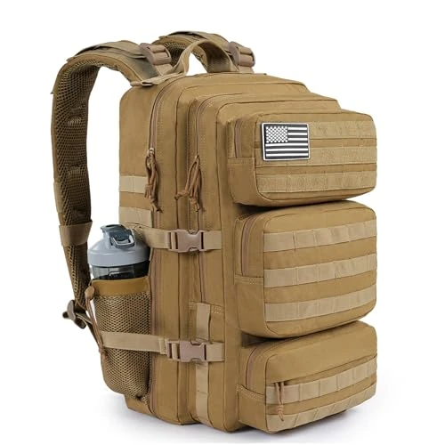 kookoomia Tactical Assault Backpack - Large Assault Pack 45L Military Backpack for Men Heavy Duty Hiking Treeking Rucksack - Beige