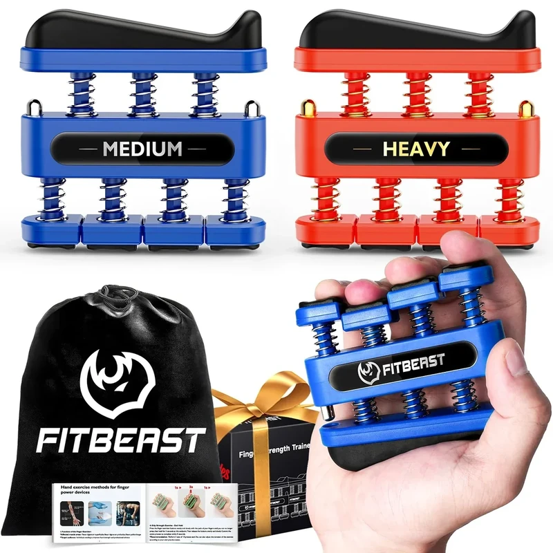 FitBeast Finger Strengthener, Finger Exerciser 2-Pack, Hand Exerciser for Improve Dexterity and Strength in Fingers, Hands, Forearms–Grip Strength Trainer for Musicians, Climbers (2 Piece Set)