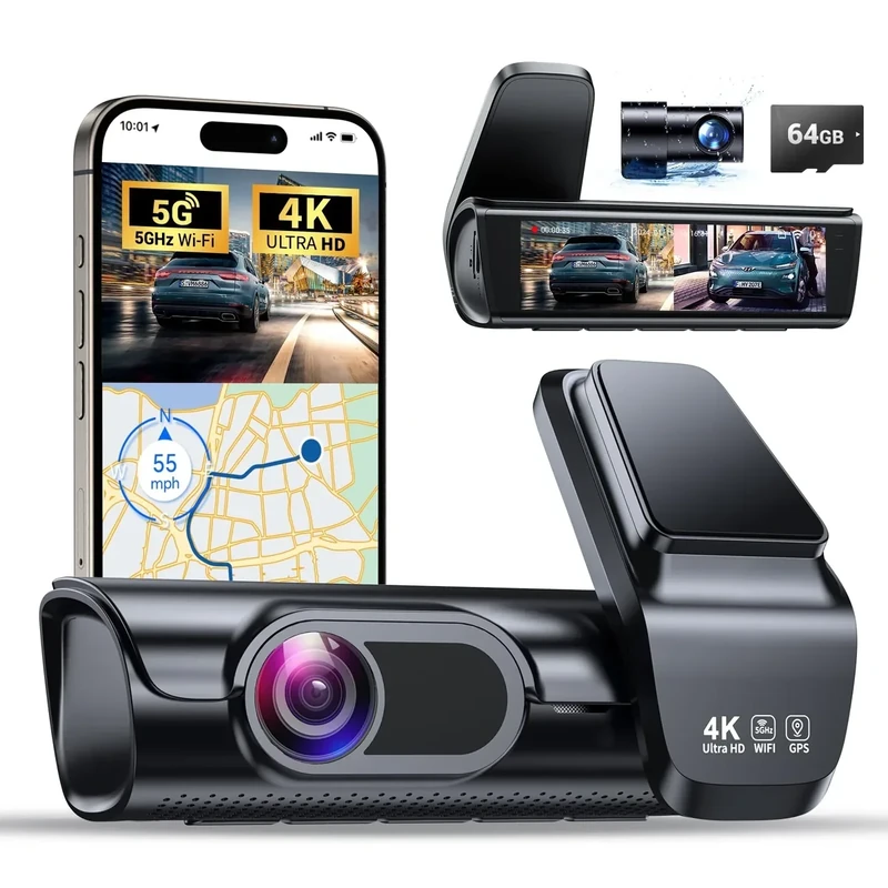 OVAMAN K600 4K Front/Rear Dash Cam - 3.59" GPS, 5G WiFi, 170deg, HDR, Parking
