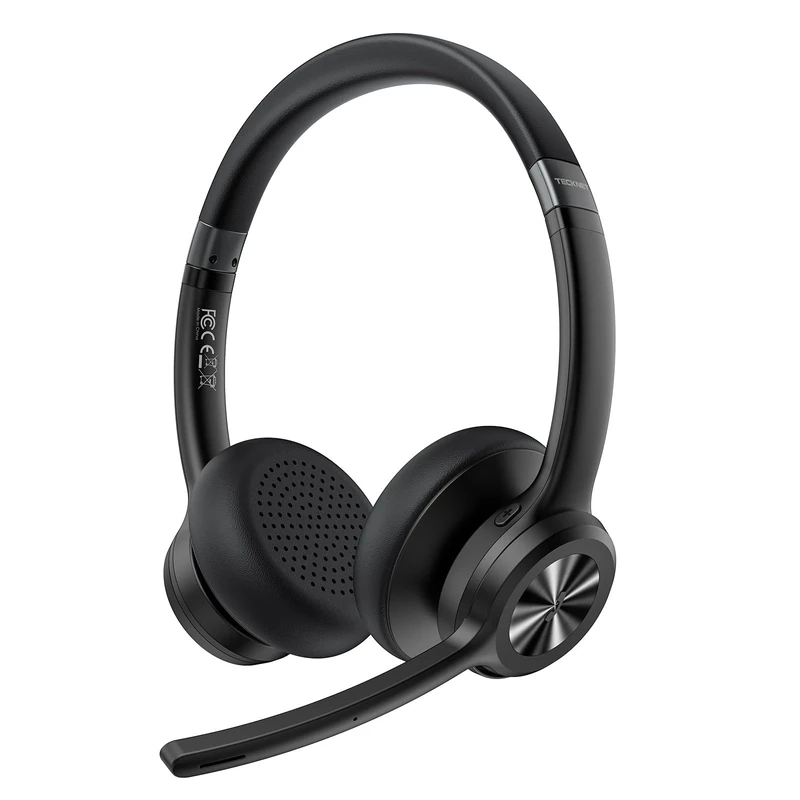 TECKNET On-Ear Headset - V5.2, AI Noise Cancelling Mic, 50h Playtime