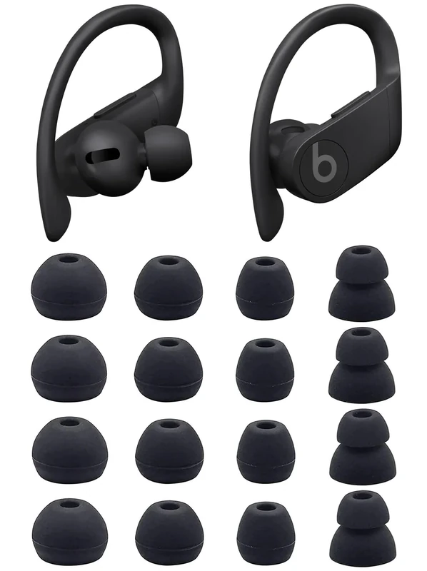 Replacement Earbud Ear Buds Tips Compatible with Powerbeats Pro Earbuds, 8 Pairs S/M/L/D 4 Sizes Soft Silicone Earbuds Tips Ear Tip – Black 23