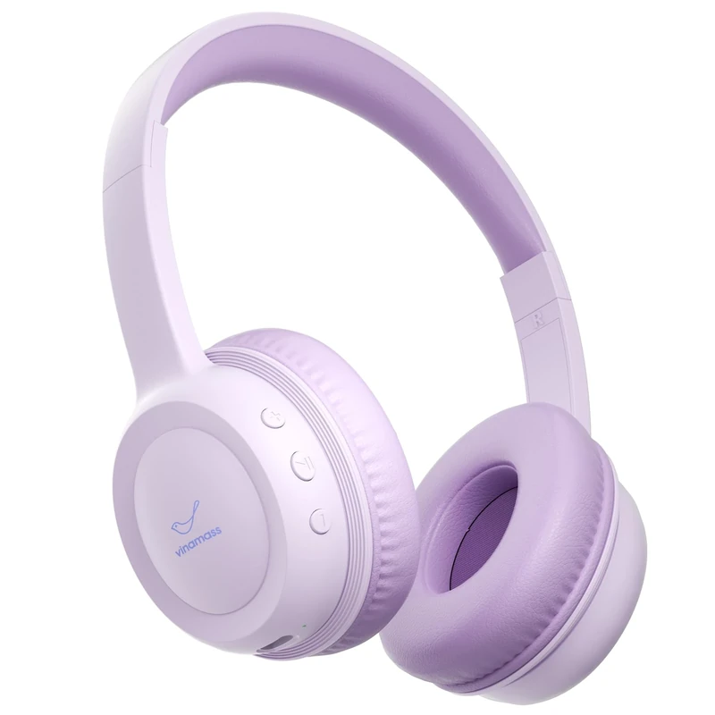 vinamass Kids Bluetooth Headphones,Kids Headphones Wireless with 85dB Volume Limiter, 30H Playtime, Adjustable Headband,Over-Ear Headphone for Kid School Online Class Travel(Purple)