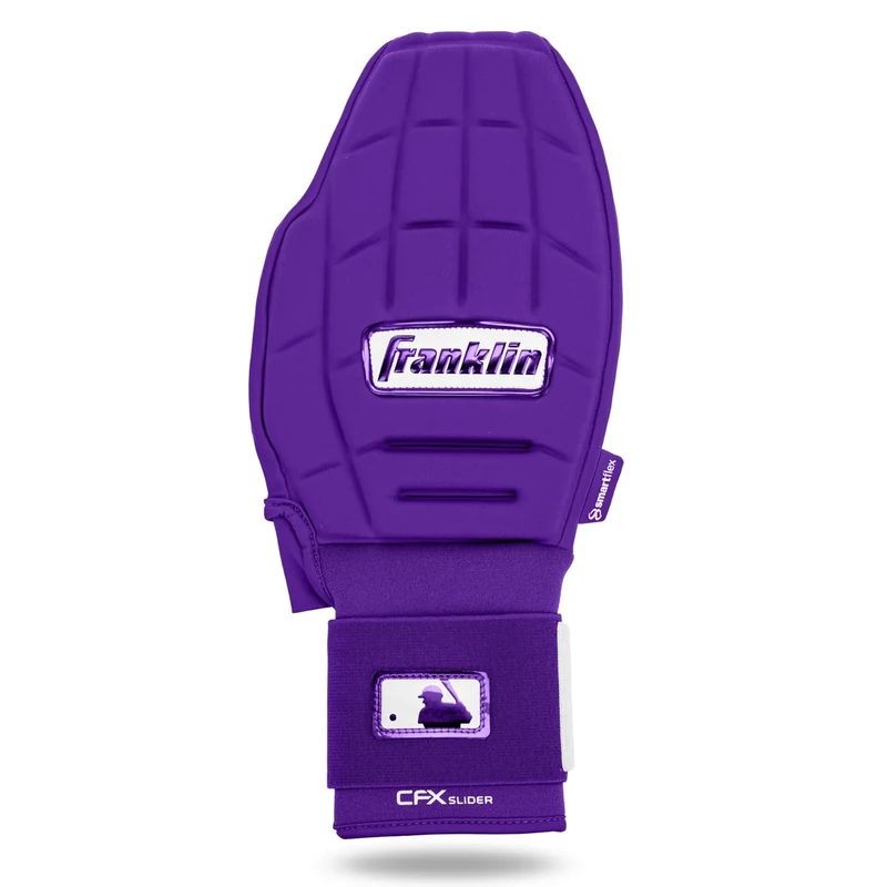 Franklin Sports MLB Baseball + Softball Sliding Mitt - CFX PRT Adult Protective Baserunning Sliding Glove - Left + Right Hand Mitt - Hand + Wrist Protector for Running - Purple - One Size - Adult