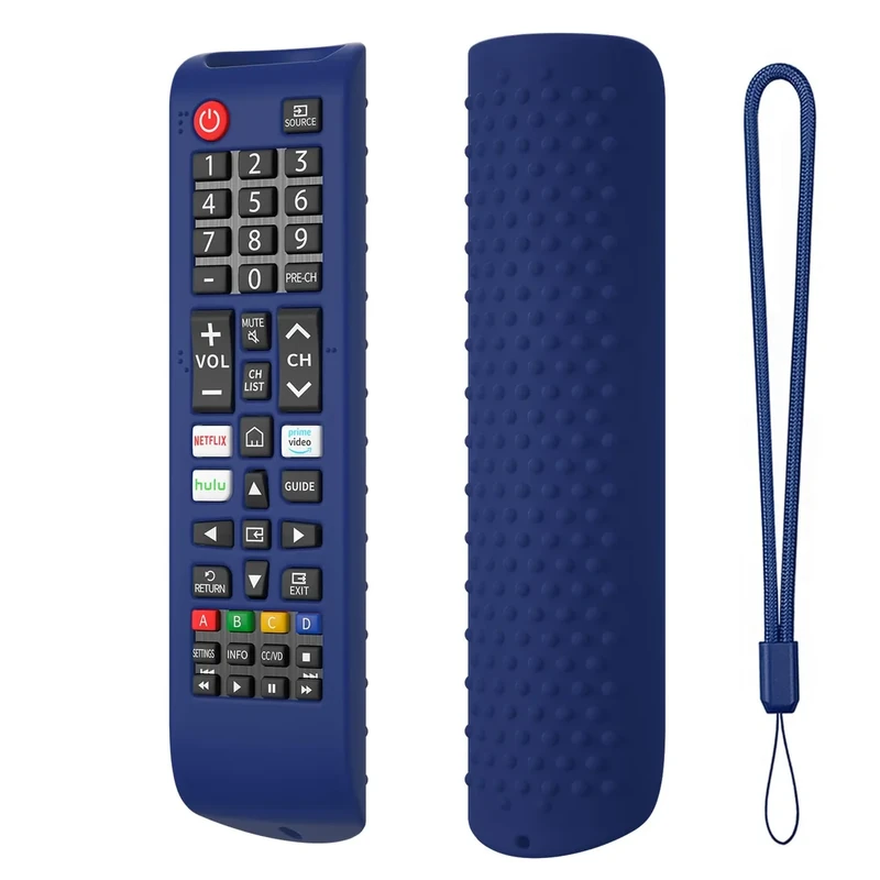 Hi Color Silicone Cover for Samsung TV Remote BN59-01315J, BN59-01315A, BN59-01199F - Soft, Durable, Anti-Slip & Shockproof Protective Case with Lanyard for Samsung Smart TV Remote Control (dark blue)