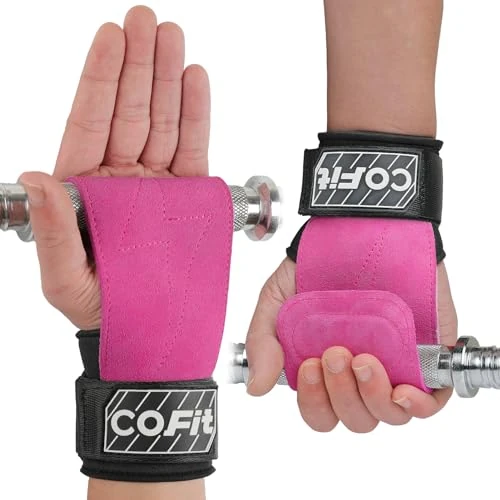 COFIT Wrist Straps for Weightlifting, Workout Wrist Wraps with Dual-Layer Oxford Leather, Enhanced Grip for Optimal Hand and Wrist Protection for Deadlift and Dumbbel - Standard size Rose Red